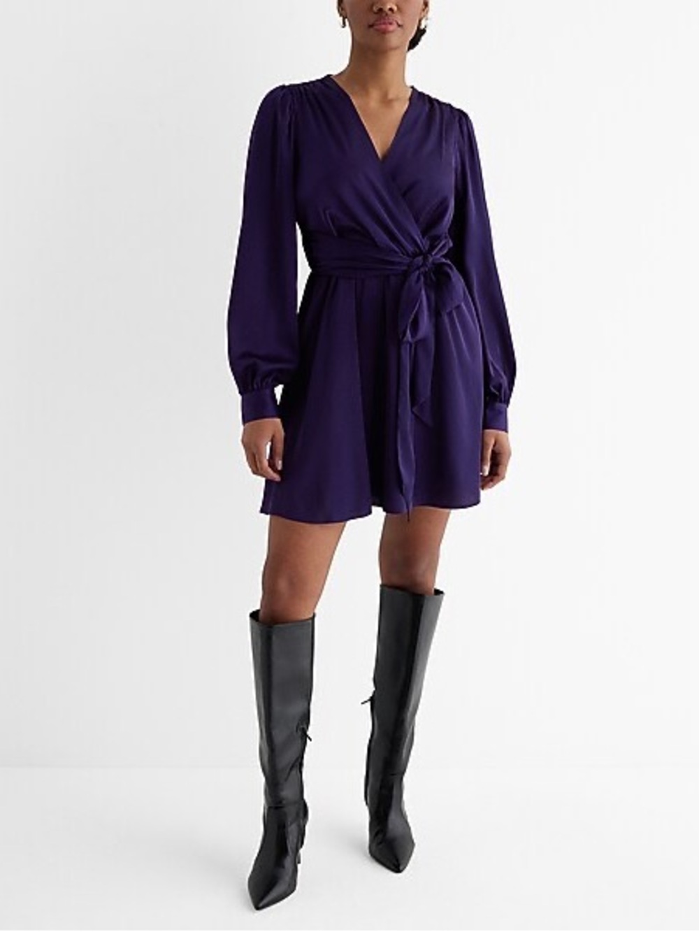 Express Cobalt Blue Long Sleeve Wrap Dress